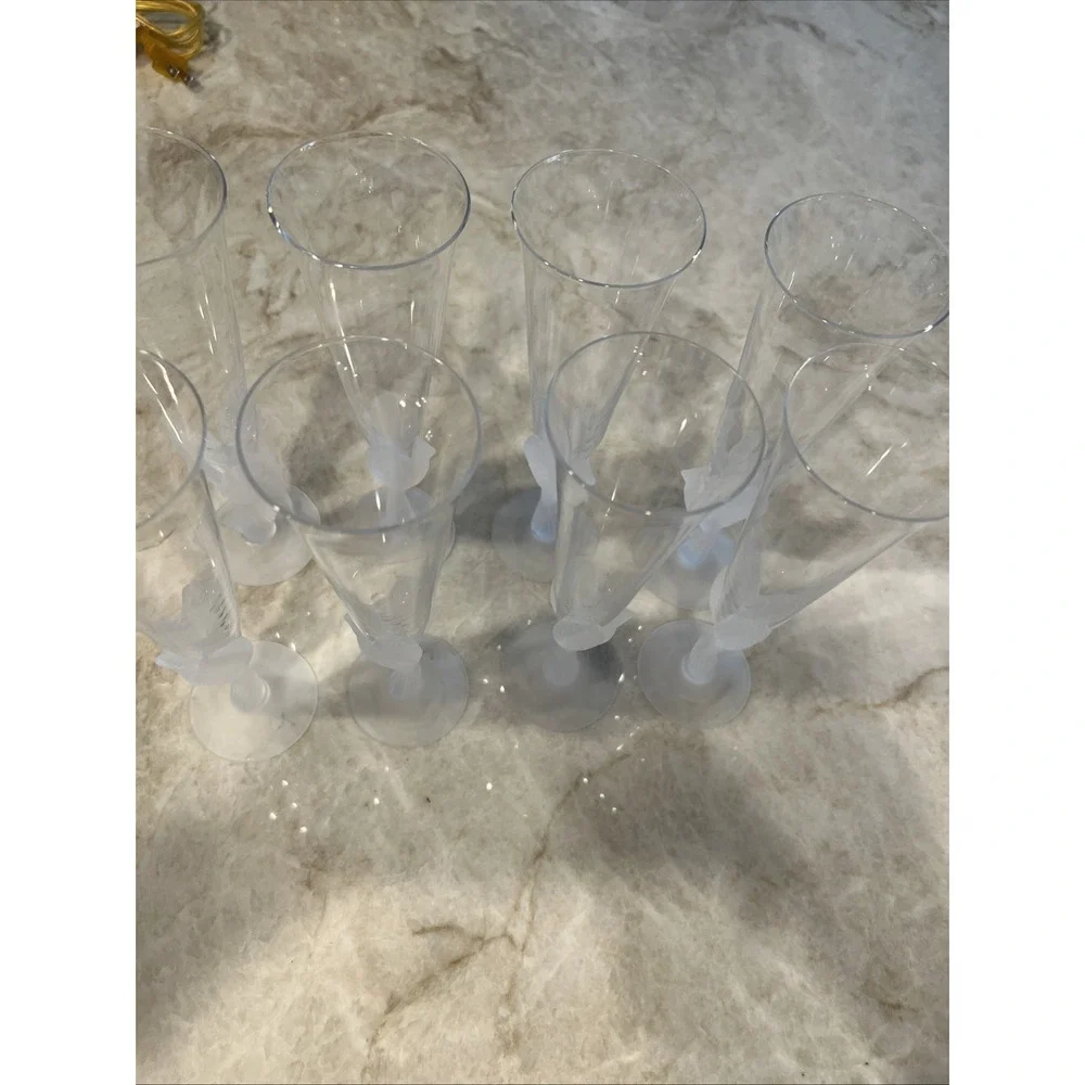 Wings Clear by Sasaki Dove‎ Stem Champagne Toasting Flutes 9 1/4